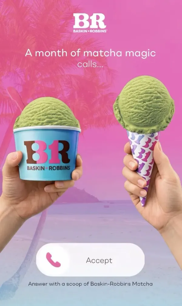 Es krim matcha Baskin Robbins.