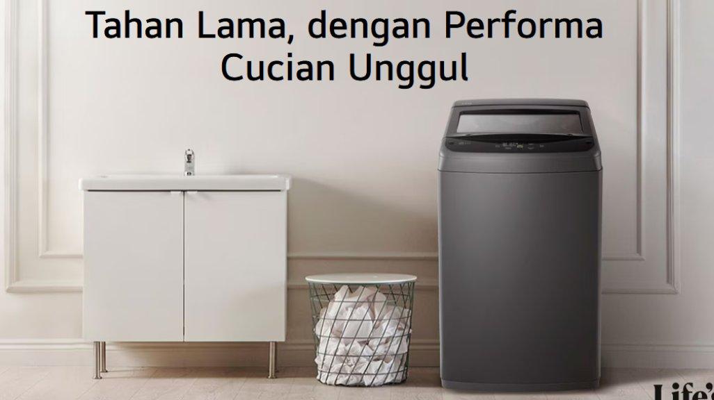 LG Mesin Cuci Top Loading 9 Kg - TurboDrum - Soft Closing Door - Quick Wash - 6 Washing Programs - T2109NBTM.