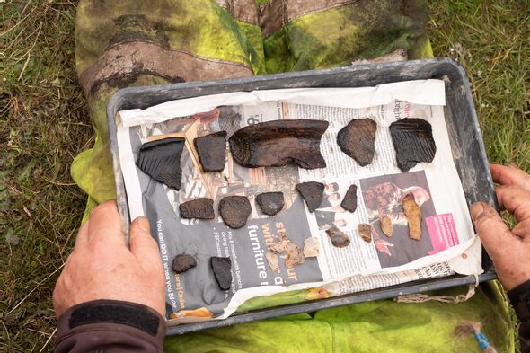 EMBARGOED TO 0001 MONDAY MAY 4 Undated handout photo issued by the University of Southampton of fragments of Neolithic pottery f EMBARGOED TO 0001 MONDAY MAY 4 Undated handout photo issued by the University of Southampton of fragments of Neolithic pottery f
