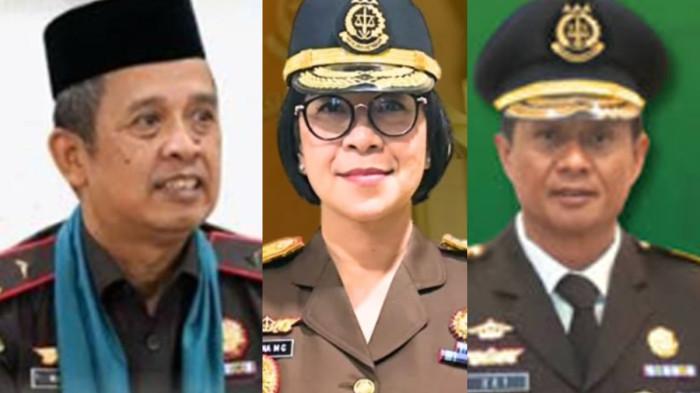 TIM KHUSUS - Kejagung membentuk tim khusus untuk menangani kasus korupsi yang menjerat eks Jampidsus Febrie Adriansyah. Tiga di antaranya alumnus KPK, yakni  dari kiri ke kanan: Riyono. Chatarina GIrsang dan Renaldi Umar.