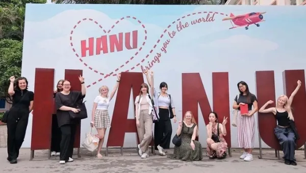 International students at an event of Hanoi University. Photo: Provided by the school