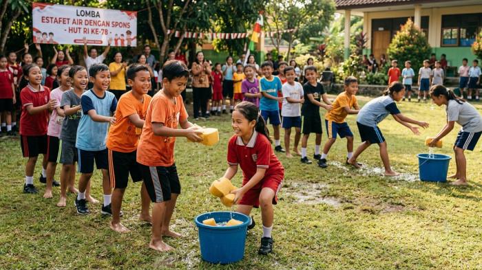 Lomba Estafet Air dengan Spons