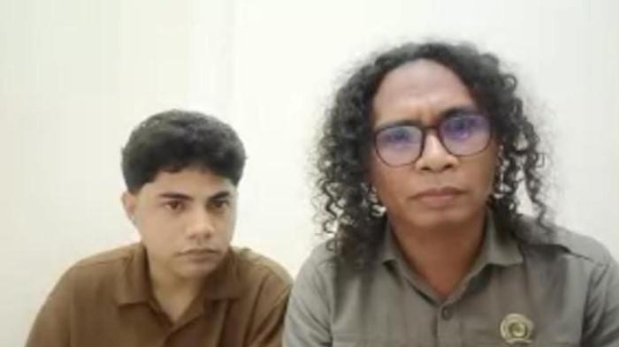 KASUS PICHE KOTA - Piche Kota (kiri) bersama kuasa hukumnya, Cosmas Jo Oko (kanan) ketika wawancara via zoom menjelaskan terkait status tersangka pemerkosaam gugur, Kamis (16/7/2026) malam. (Tribunnews.com/Fauzi Alamsyah).