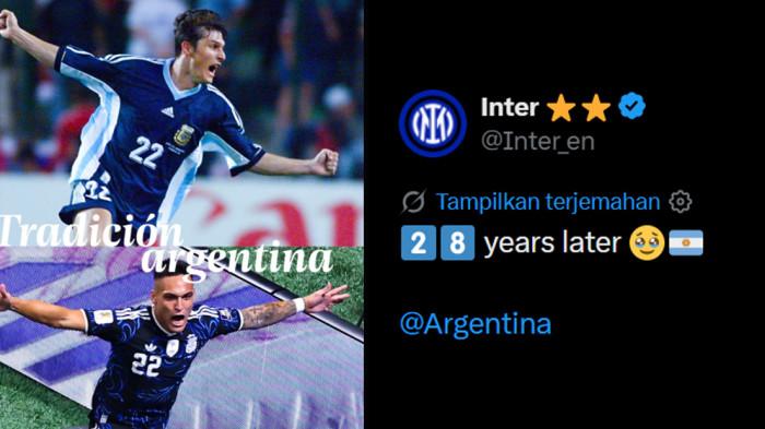 LANJUTKAN LEGACY - Lautaro Martinez lanjutkan legacy Inter Milan di Piala Dunia, setelah membawa Argentina mengalahkan Inggris di Piala Dunia 2026, tak hanya ikuti jejak Javier Zanetti, Kamis (16/7/2026).