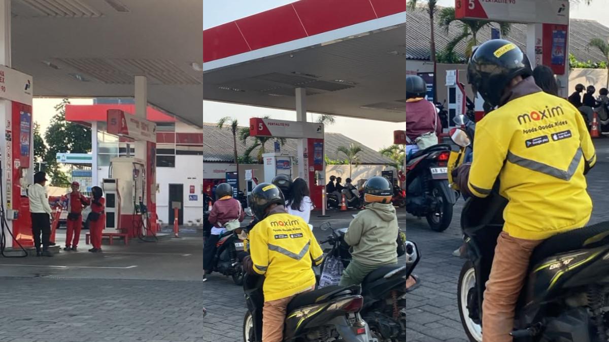Pantauan di SPBU Lempuyangan pada Jumat 17 Juli 2026 menunjukkan antrean kendaraan roda dua mendominasi area pengisian Pertalite.
