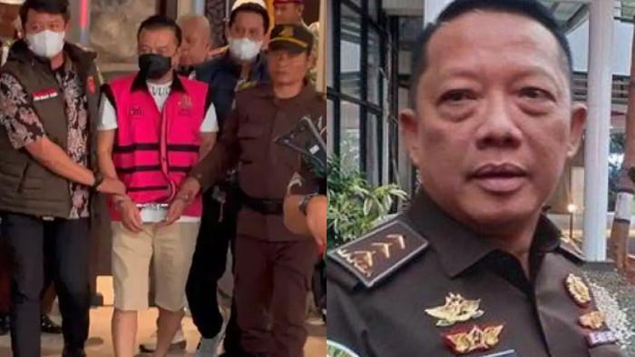 PENAHANAN DON RITTO – Tersangka dugaan tindak pidana pencucian uang (TPPU) dan korupsi PT Asabri, Don Ritto, mengenakan rompi tahanan merah muda milik Kejaksaan Agung usai pelimpahan perkara di Gedung Bundar Jampidsus, Jakarta, Jumat (17/7/2026). Beda nasib dengan Febrie yang kini didampingi Hotman Paris