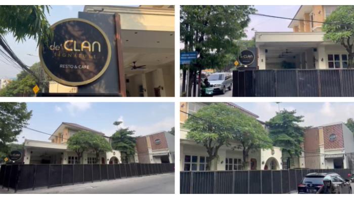 KONDISI KAFE DE'CLAN - Kolase foto kondisi kafe de'Clan yang diambil dari video wartawan lapangan, Kamis (9/7/2026). Berdasarkan pantauan Tribunnews Solo dari video wartawan lapangan, gerbang kafe tersebut tertutup rapat, tidak aktivitas seperti biasanya.
