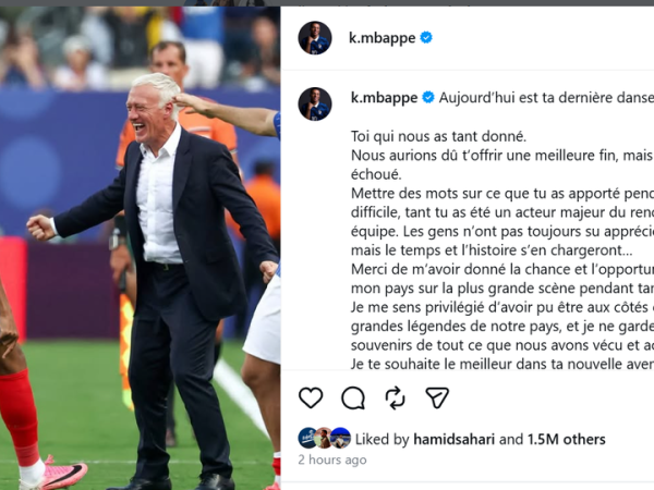 Unggahan emosional Kylian Mbappe untuk pelatih Didier Deschamps, yang akan meninggalkan kursi Timnas Prancis usai laga perebutan tempat ketiga Piala Dunia 2026.
