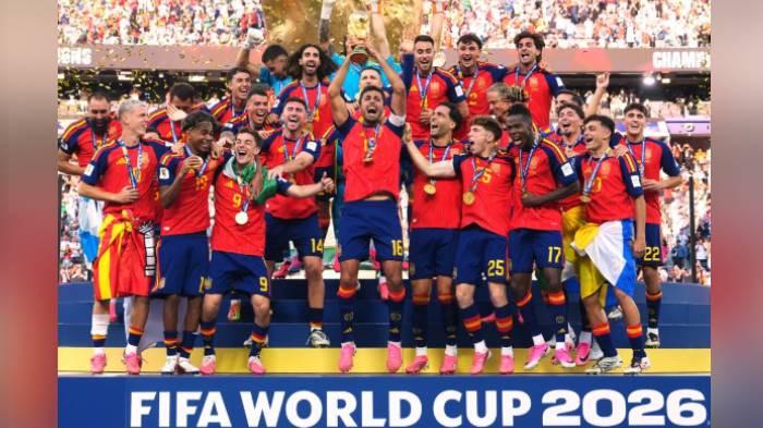 JUARA PIALA DUNIA - Timnas Spanyol juarai Piala Dunia 2026 usai kalahkan Argentina 1-0, Senin (20/7/2026).