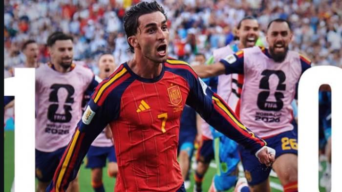 GOL PENENTU - Ferran Torres, pemain Spanyol yang melesakkan gol penentu kemenangan Spanyol atas Argentina di Final Piala Dunia 2026, Senin (20/7/2026).