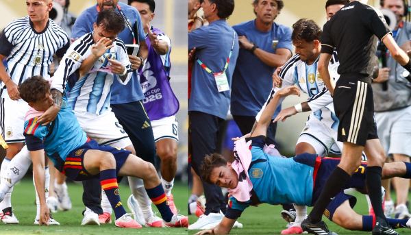 Spain vs Argentina ended in violent clash between players