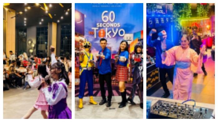 Kiri ke kanan: Tamu menikmati suasana launching 60 Seconds to Tokyo dengan konsep Shibuya