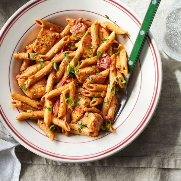 One-Pot Chicken Pasta with Cajun Seasonings Credit: Photography / Greg DuPree, Styling / Ruth BlackBurn / Julia Bayless