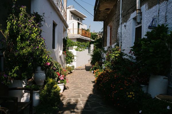 An alley in Anogia village, Crete island, Greece