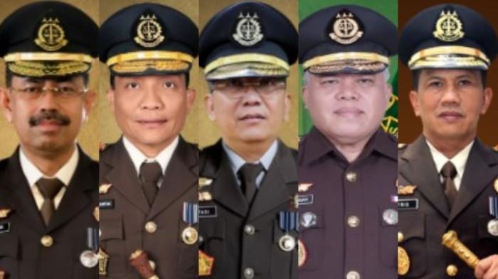 Dari kiri ke kanan: Wakil Jaksa Agung Asep Nana Mulyana, Jampidum Leonard Eben Ezer Simanjuntak, Jampidsus Kuntadi, Kabadiklat Harli Siregar, Kepala BPA Patris Yusrian Jaya