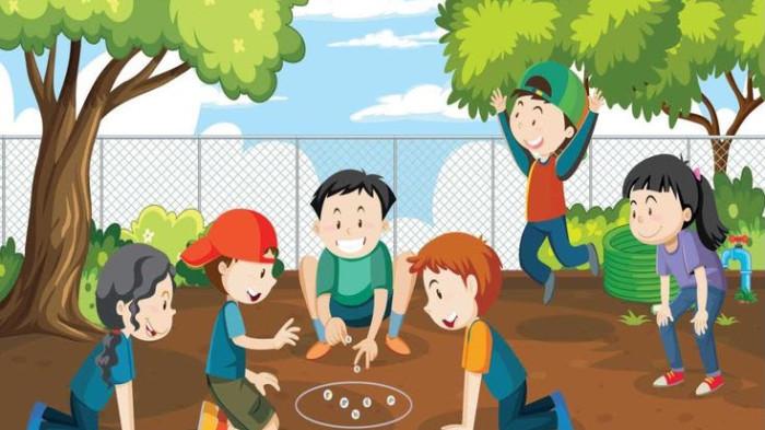 Ilustrasi Anak-Anak bermain Nekeran