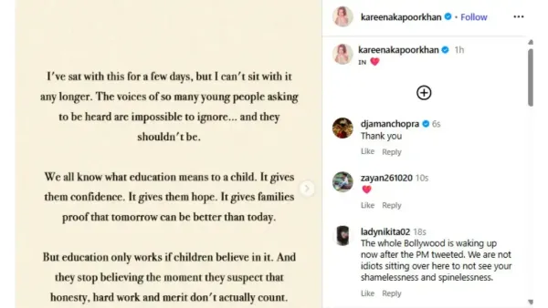 Kareena Kapoor supported the students' protest