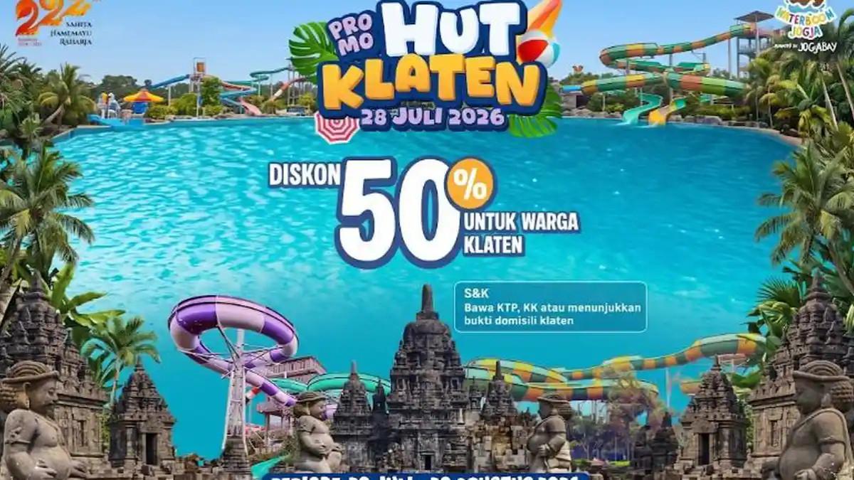 KABAR KLATEN - Dalam rangka menyemarakkan Hari Ulang Tahun (HUT) ke-222 Kabupaten Klaten yang jatuh pada tanggal 28 Juli 2026, Waterboom Jogja menghadirkan program apresiasi khusus bertajuk 