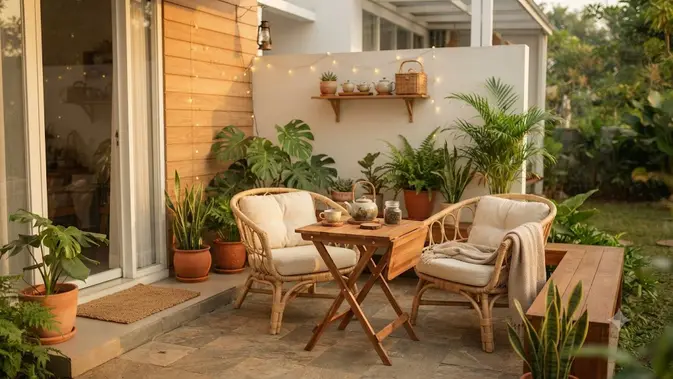 Inspirasi Teras Berkonsep Tea Corner (AI Generated)