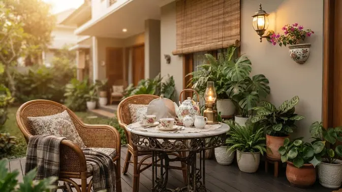 Inspirasi Teras Berkonsep Tea Corner (AI Generated)