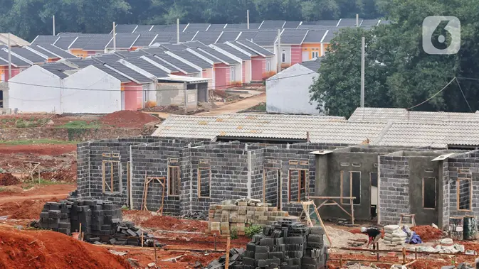 Suasana dan kondisi pembangunan salah satu perumahan bersubsidi di kawasan Kabupaten Bogor, Jawa Barat. (Liputan6.com/Angga Yuniar)