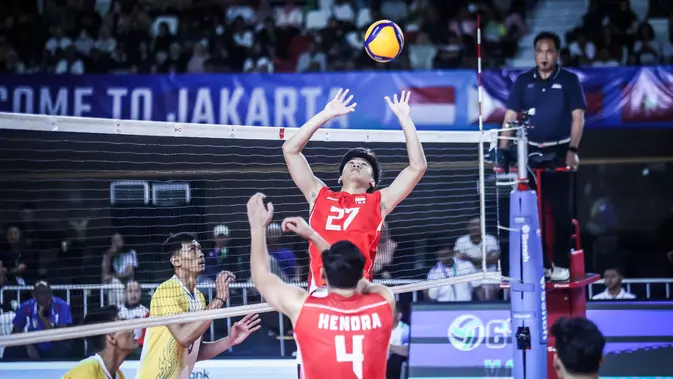 Timnas voli putra Indonesia (28-26, 25-15, 25-17). (PBVSI)