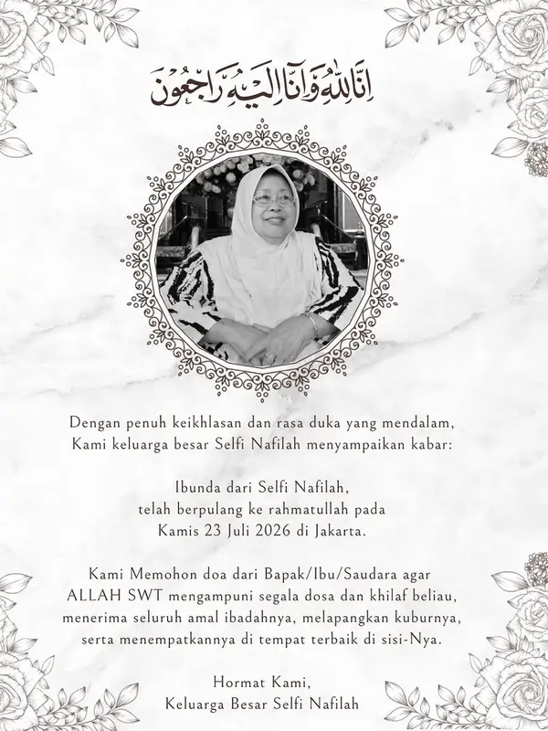 Pengumuman Ibu Selfi Nafilah Meninggal Dunia (credit: instagram.com/selfinafilah)