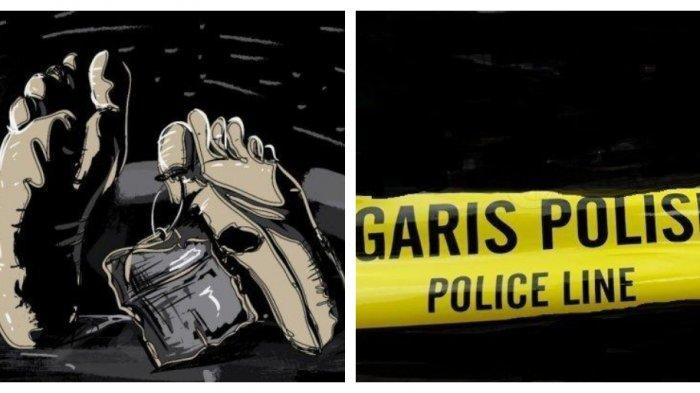 Kolase Foto Tribun Jakarta Ilustrasi Garis Polisi dan Mayat.