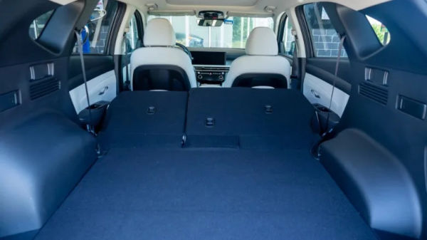 2026 Hyundai Tucson Hybrid cargo area with rear seat backs folded