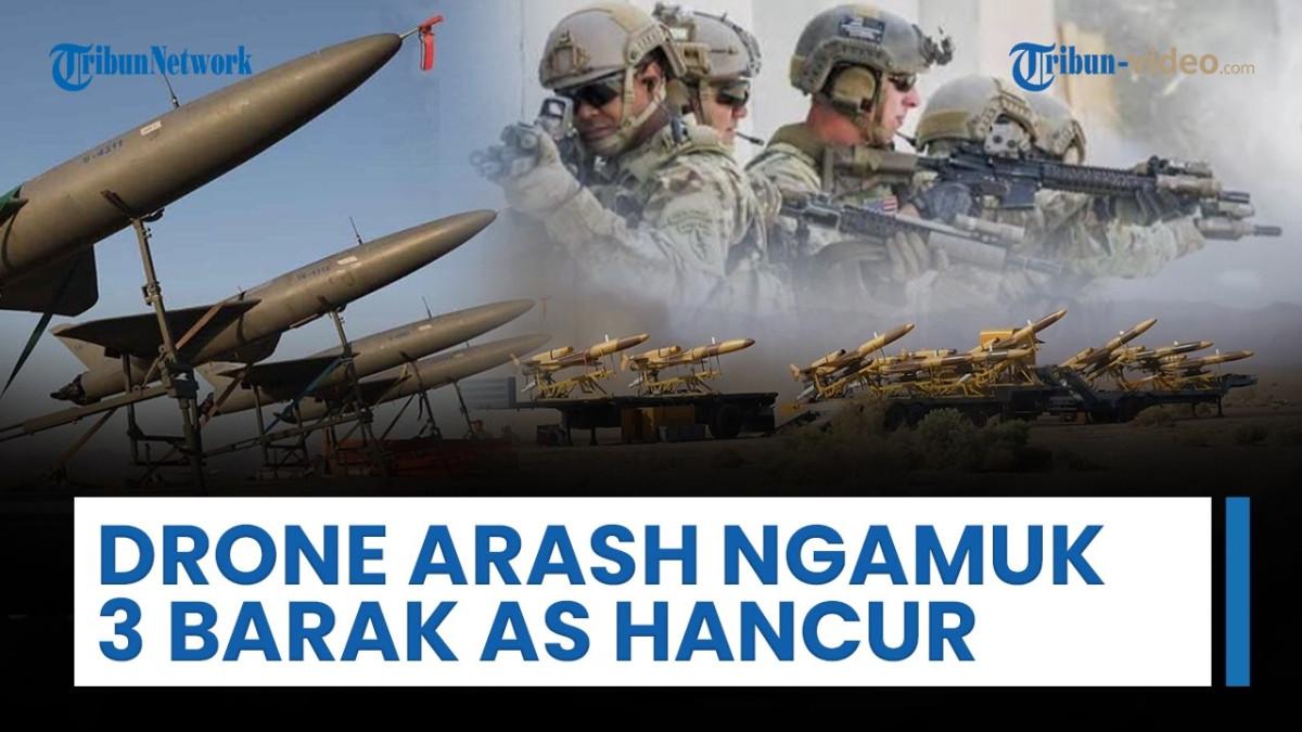 KONFLIK TIMUR TENGAH - Thumbail YouTube Tribun Video soal drone milik Iran serang tiga barak militer Amerika Serikat