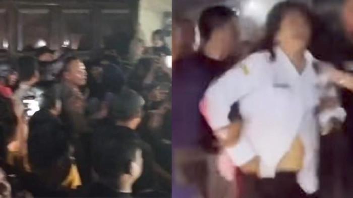 GURU CABULI MURIDl: Tangkapan layar warga dan polisi mengamankan guru di Kota Tanjung Balai karena diduga terlibat kasus pelecehan seksual terhadap siswa murid laki-lakinya yang merupakan anak yatim piatu.