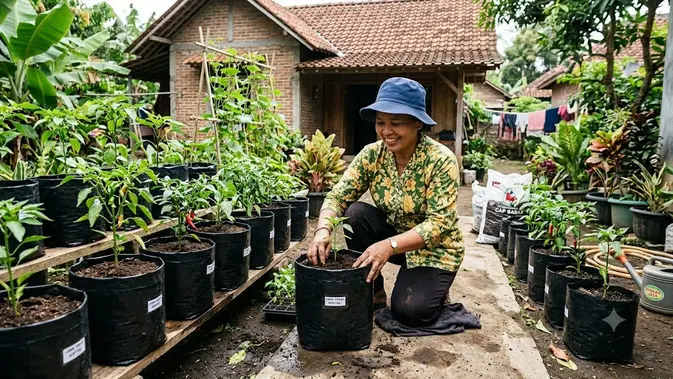 Polybag vs Galon Bekas Mana yang Lebih Baik untuk Menanam Cabai/AI Generated
