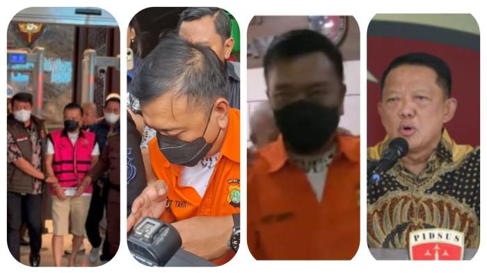 DON RITTO 2 KALI DITAHAN - Kolase foto Don Ritto kenakan rompi pink, rompi oranye dan Febrie Adriansyah. Perbedaan perlakuan penahanan Don Ritto dengan Febrie Adriansyah disorot, Don Ritto 2 kali ditahan, Febrie Adriansyah pulang ke rumah.
