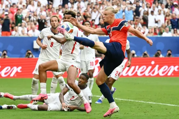 Striker Erling Haaland scores in Norway's 1-2 loss to England in the quarterfinals of the 2026 World Cup at Miami Stadium, Miami Garden on July 11, 2026. Photo: AFP
