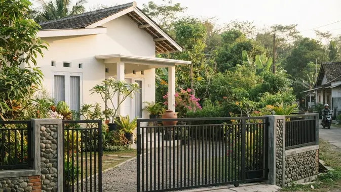 Ilustrasi Pagar Besi Hollow Minimalis (Vertikal atau Horizontal). Foto: AI Generated