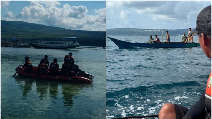 ORANG HILANG DI BUTON - Kolase foto Tim SAR Gabungan melakukan pencarian remaja pria asal Kota Baubau berinisial M (14) yang hilang di Perairan Lande, Buton Selatan (Busel), Sulawesi Tenggara (Sultra), Jumat (24/07/2026) (foto kanan). Di lokasi lainnya, Tim SAR Gabungan juga masih mencari keberadaan LJ, pria 43 tahun, yang hilang di perairan Teluk Pasarwajo, Kabupaten Buton, Provinsi Sultra (foto kiri).(kolase foto KPP Kendari)