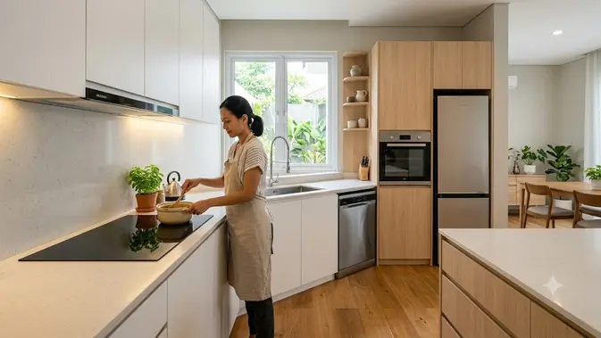 Desain Dapur Minimalis Hemat Energi/AI Generated