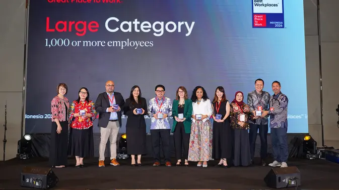 Perwakilan perusahaan penerima penghargaan Best Workplaces in Indonesia 2026 kategori Large. (Dok Great Place To Work)