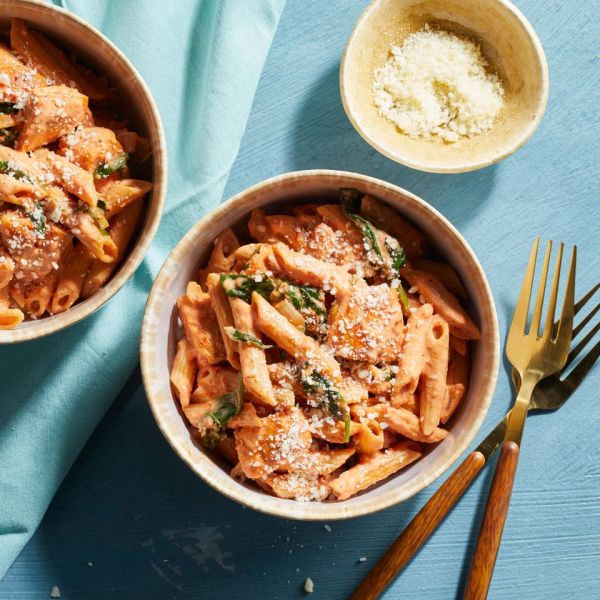 Creamy Penne alla Vodka with Chicken and Spinach Credit: Jacob Fox