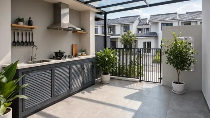 Ide Halaman Belakang Rumah Subsidi untuk Dapur Terbuka (AI Generated) Ide Halaman Belakang Rumah Subsidi untuk Dapur Terbuka (AI Generated)
