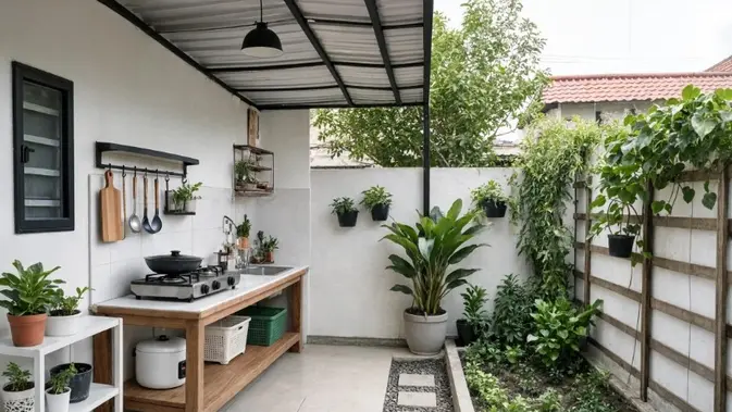 Ide Halaman Belakang Rumah Subsidi untuk Dapur Terbuka (AI Generated) Ide Halaman Belakang Rumah Subsidi untuk Dapur Terbuka (AI Generated)