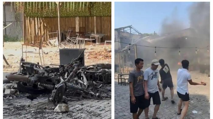 BENTROKAN ANTAR KELOMPOK - Bangkai sepeda motor yang hangus terbakar serta puing-puing bangunan berserakan di lokasi bentrokan antar-dua kelompok warga di Jalan Tambak, Menteng, Jakarta Pusat, Minggu (26/7/2026). Kondisi bangunan yang terbakar terlihat di lokasi bentrokan dua kelompok di Jalan Tambak, Kelurahan Pegangsaan, Kecamatan Menteng, Jakarta Pusat, Minggu (26/7/2026).