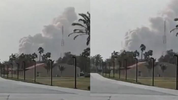KILANG MINYAK SAUDI - Aramco, Kilang minyak terbesar di Arab Saudi kebakaran. Dilaporkan terkena serangan drone Iran. (Tangkap layar Akun X @AngelMartmma24)