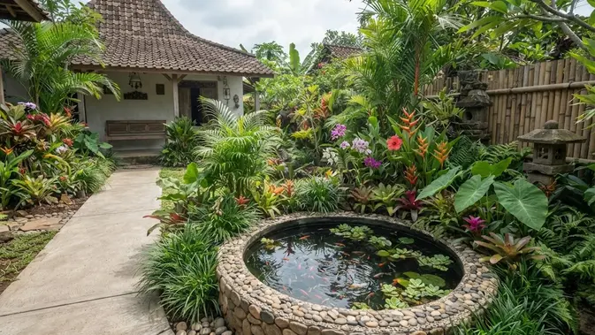 Tips Agar Kolam Ikan Murah Tetap Awet dan Indah/ Ide Kolam Ikan Murah untuk Rumah Kecil (AI generated)