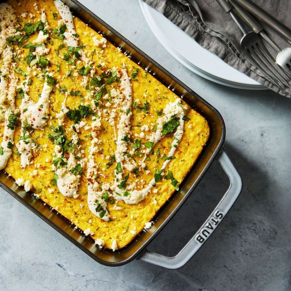 Creamy Corn Casserole with Lime, Chiles & Cilantro Credit: Greg DuPree