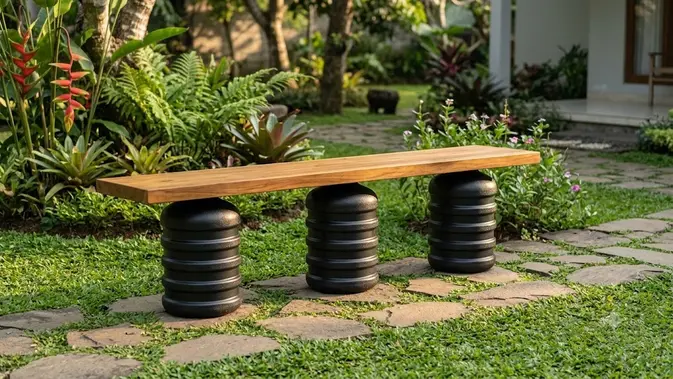 Bangku Taman Unik Bangku Taman Unik. (Gambar: AI Generated)