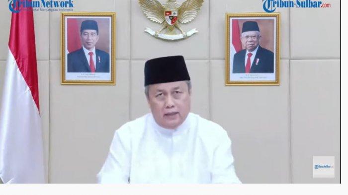 Gubernur Bank Indonesia Perry Warjiyo saat menjadi pembicara Istighotsah Nasional dan Refleksi kemerdekaan RI ke-76 secara virtual, Minggu (8/8/2021).