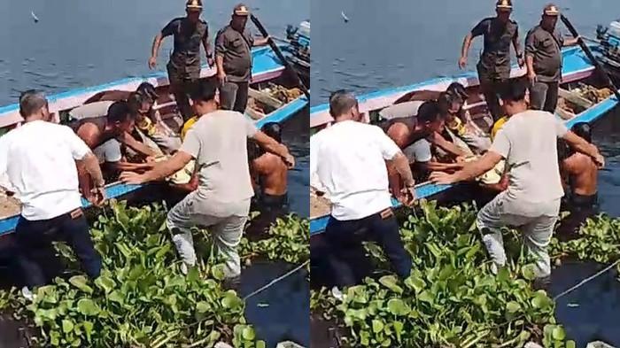 SATPAN DITEMUKAN MENINGGAL -- Proses evakuasi satpam Waduk Jatiluhur Purwakarta yang ditemukan tewas (Dok. Warga)(Muhamad Hidayat)