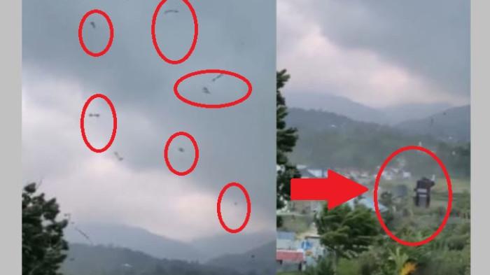 ANGIN PUTING BELIUNG - Atap rumah warga beterbangan saat angin puting beliung menerjang Desa Tutung Bungkuk, Kecamatan Siulak, Kabupaten Kerinci, Senin (27/7/2026) malam.