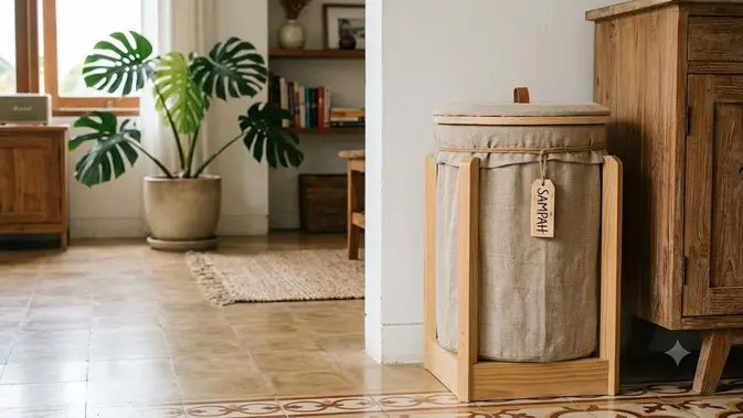 Ide Tempat Sampah Estetik dari Galon Bekas (AI Generated)